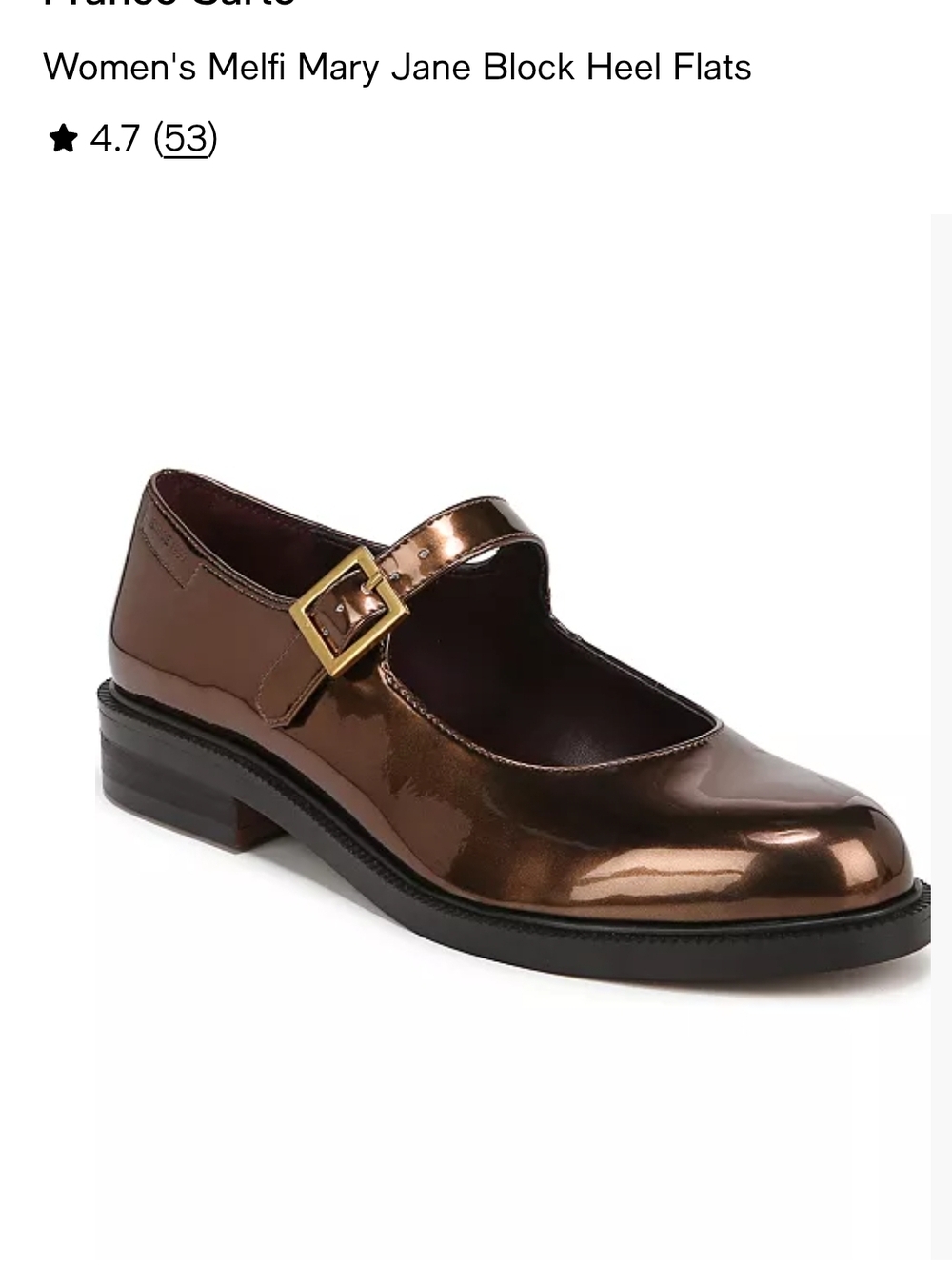 Franco Sarto Brown Mary Jane Flats with Gold Buckle